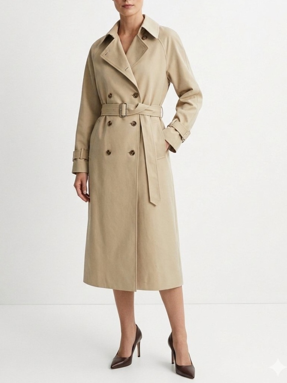Jason Wu Beige Double-Breasted Trench Belt Sz M Timeless Paris Professional Chic